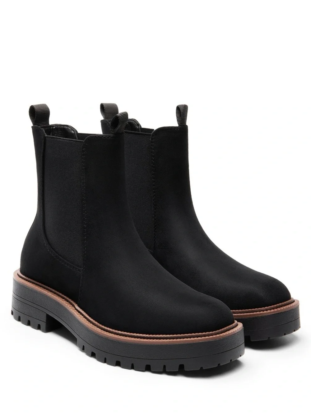 Antonio De Faria Black Suede Chunky Chelsea Boot with Red Trim size 8